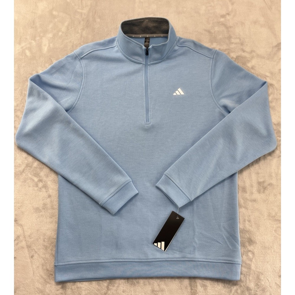 Adidas Golf Pullover Men Medium Blue Burst Quarter-Zip Sweatshirt NWT